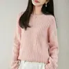 Encaje de Ganchillo Hilo 100% Algodón Puro Tejido para Mujer Cuello Redondo Suéter Engrosado Hombro Caído con Estilo Estilo Perezoso Capa Interior Capa Base