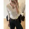 Top de punto de manga larga con cuello en V OEM, ropa de otoño para mujer, nuevo 2026 ajustado, top de punto adelgazante, camiseta básica para mujer