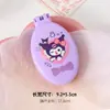 Pente de cabelo fofo estampado em desenho animado com espelho oco, pente dobrável integrado em cores de doce, pente estudantil portátil estilo ins