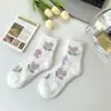 Calcetines de terciopelo de coral para mujer Ins crema de moda de media pantorrilla para mujer calcetines de invierno engrosados con forro polar para confinamiento en casa calcetines para dormir