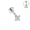 Aretes de Aleación de Titanio F136 Estilo Diente Largo, Aretes Finamente Tallados para Cartílago con Circonita, Piercings para Labio, Joyería para Piercings Corporales de Titanio G23