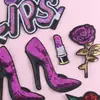 Etiqueta Bordada por Computadora Etiqueta de Tela con Cuentas Pegatina Bordada Ojo Labial Insignia de Tela Accesorios para Ropa Parche DIY Pegatina de Tela
