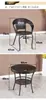 Conjunto de Mesa e Cadeiras para Varanda Externa, Conjunto de Três Peças de Cadeira de Rattan, Mesa Pequena, Mesa de Centro, Cadeira de Lazer com Encosto, Cadeira para Pátio Externo
