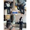 Baishi Wangli Calça Jeans Frita Macia Quente Engrossada com Forro de Lã Feminina Inverno Pequena Solta Calça Reta Slimming