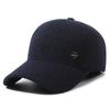 Sombrero de algodón para hombres de mediana edad y ancianos para otoño e invierno, forrado de lana, grueso y cálido, con protección para las orejas, gorra de béisbol, resistente al viento y al frío, gorra con visera