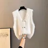 Colete de Tricô Estilo Europeu Cardigã Novo Estilo Suéter de Veludo Faux Mink Colete Feminino Peça de Roupa Externa Solta Xale de Inverno