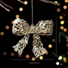 Colgante de Reno Navideño Nuevo Transfronterizo Decoración Navideña para Ventana Copo de Nieve Exquisita Campana Hoja de Arce Colgante de Hoja