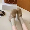 Zapatos de mujer tipo Birkenstock con retazos de gamuza retro, nuevos para primavera y otoño 2026, zapatos versátiles de suela blanda con aumento interno de altura y diseño de corte profundo