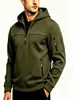 Sudadera con capucha y media cremallera para hombre transfronteriza, sudadera de trabajo para hombre europea y americana con múltiples bolsillos con cremallera, engrosada para otoño e invierno
