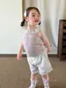 Conjunto Infantil Yinco para Meninas Verão Estilo Fino 2026 Casual Respirável Roupa Infantil Classe A Body e Shorts para Bebê Menina