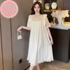 Camisola Feminina Extraordinariamente Grande com Bojo de Peito Verão 6535 Algodão Manga Curta Estilo Princesa Solta Para Usar em Casa
