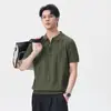 Camisa polo de punto para hombre con cuello camisero y media cremallera, nuevo estilo de verano 2026, top polo de punto de manga corta estilo "old money"