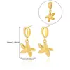 Brincos de Aço Inoxidável Banhados a Ouro 18K Estilo Francês Estrela do Mar e Concha para Mulheres Série Marinha Brincos Simples da Moda