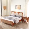 Cama Doble Nórdica de Madera Maciza y Ratán Moderna Simple 1.8 m Habitación Principal Homestay Cama Estilo Japonés Apartamento Pequeño Cama de Madera de Fresno