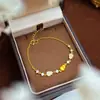 Pulsera de Calabaza Chapada en Oro Cepillado Estilo Chino con Pedrería para Mujer, Nueva Pulsera de Calabaza Dorada Arena de Lujo Ligero Estilo Chino