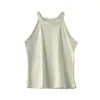 Camiseta Regata de Tencel Lyocell com Gola Halter para Mulheres, Design de Peça Íntima e de Vestir Sem Mangas, Top Base Tricotado para Mulheres