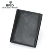 Ventas Directas de Fábrica Transfronterizas Billetera de Cuero Genuino para Hombre al por Mayor RFID Vertical Múltiples Ranuras para Tarjetas Monedero Envío Directo