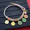 Pulsera de Flor de Durazno de los Cinco Dioses de la Riqueza Estilo Tíbet, Cordón Tejido a Mano Nudo de Flor de Durazno, Pulsera Thangka de Cuerda Multicolor Estilo Étnico