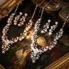 Conjunto de duas peças de colar e brincos de pérolas transfronteiriças europeias e americanas, moda nupcial, elegantes explosões, vestido de pérolas, personalidade