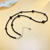 Collar elegante de cuentas negras a juego, hecho a mano en plata S925, cadena de clavícula para mujer, ágata negra natural, regalo