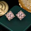 Pendientes para Mujer Elegantes Dorados de Lujo Ligero, Simples y Elegantes, con Cubo Microincrustado de Circonita Colorida
