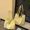 2026 Nova Bolsa de Lona Versátil com Padrão Ondulado Dupla Face de Grande Capacidade, Bolsa Tote Casual Simples para o Dia a Dia