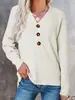 Suéter tejido de Amazon para mujer, estilo europeo y americano, con botones, jersey, nuevo estilo otoño e invierno europeo y americano, holgado y elegante