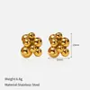 Pendientes Elegantes de Acero Inoxidable con Diseño Retro Irregular Geométrico Cuadrado Hueco Corazón de Melocotón Poker Europeos y Americanos de Nicho Venta al por Mayor