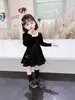 Vestido Fresco de Cuadrado Plisado para Niñas 2026 Otoño Nuevo Estilo Coreano Vestido de Punto Liso tipo Princesa para Bebés