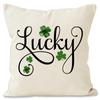 Calle. Funda de almohada de lino con estampado a cuadros para el Día de San Patricio, funda de cojín para sofá de sala de estar con borde cruzado
