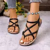 Sandalias Planas de Playa Tejidas con Tira en el Dedo del Pie de Comercio Exterior Europeo y Americano 2026 Nuevas Sandalias Casuales Transfronterizas de Talla Grande Slip-on Calzado para Mujer