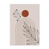 Sol y luna abstractos bohemios líneas geométricas hojas de Monstera sala de estar dormitorio decoración lienzo pintura núcleo pintura para colgar