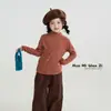 Camada Base Listrada de Bolinhas de Arroz Pegajoso Senlingji para Meninas, Camiseta Interna de Manga Longa com Gola Alta para Outono e Inverno