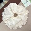 Anel de Cabelo Grande de Renda Branca Intestino Grosso Corda de Rabo de Cavalo Feminina Suave Elegante Acessório de Cabeça Titular de Manchete com Senso Avançado