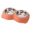 Nuevo tazón para perro tazón para gato tazón para mascota de acero inoxidable oso dos doble tazón tazón de comida para perro tazón de comida para gato plato de perro de plástico