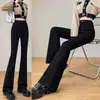 Calça micro-flare design de rua senso de nicho 2022 nova garota popular cintura alta pequena jeans justos femininos
