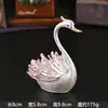 Caja de joyería de lujo con forma de cisne con artesanía de esmalte e incrustaciones de diamantes, decoración creativa para el hogar para guardar pendientes, anillos y accesorios