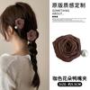 Novo estilo chinês retro seco rosa garra grampo de cabelo flor grampo de cabelo Maillard tubarão grampo de cabelo antigo elegante