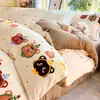 Juego de Cuatro Piezas de Leche Polar de Invierno con Funda Nórdica de Polar Añadida Juego de Tres Piezas para Dormitorio Infantil Sábana Cálida Ropa de Cama de Coral
