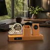 Set de regalo acrílico para aniversario del campus: reloj de carga inalámbrica, portalápices y pequeña luz de noche - un regalo personalizado y creativo