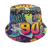 Gorro de Pescador con Graffiti de Celebridad de Internet de Doble Cara Retro Visera Solar Sombrero Protector Solar para Hombres y Mujeres Exterior Versátil Sombrero Cubeta Estampado Hip-hop
