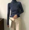 Comércio exterior Outono e Inverno Novo Estilo Coreano Slim-fit Slimming Gola Alta All-match Manga Comprida Malha Top Base Interna Camisa para Mulheres