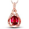 Colgante de turmalina y rubí chapado en oro rosa estilo coreano con incrustaciones de gotas de agua de diosa y circonita roja, cadena de clavícula con un tesoro de color.