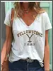Comercio electrónico transfronterizo estación independiente Amazon Wal-Mart shopify nueva camiseta de mujer con escote en V profundo estampado Yellowstone