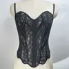 Sexy camisola de encaje ajustada estilo francés para mujer, calada, cómoda, transpirable, corsé de ballenas de alta gama