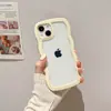 Nuevo Marco Simple Ondulado de Color Caramelo Adecuado para Apple 17Promax Transparente 16 Acrílico Transparente 15 Agujero Grande 7P