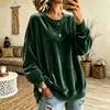 Sudadera casual de manga larga para mujer, color liso, cuello redondo, terciopelo dorado, nueva colección otoño/invierno 2026 Europa y América, artículo popular de venta caliente