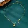 Corrente para Clavícula da Sorte com Pingente de Cabacinha e Borla Tendência Versátil de Alta Qualidade para Mulheres Colar de Ouro de Areia Vietnamita Joia Vintage Banhada a Ouro de Cobre