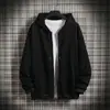 Suéter con capucha para hombre de otoño e invierno, cárdigan con cremallera, talla grande, holgado, color liso, sudadera de moda, abrigo casual versátil, moderno