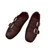 Zapatos de vestir sencillos versátiles para mujer estilo brogue con flecos y hebilla de cinturón retro, mocasines 2026 negros de punta cuadrada para primavera/otoño